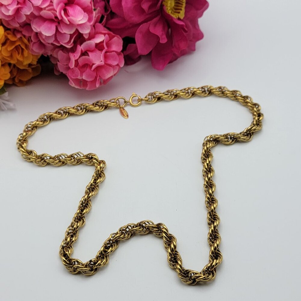 Vintage Sarah Coventry Gold Tone Chunky Byzantine Chain Necklace 24"